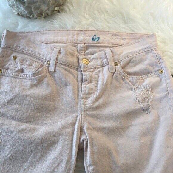 7 for all Mankind pink Cigarette Distressed Destroyed slim Slimming Size 26 - Picture 2 of 6